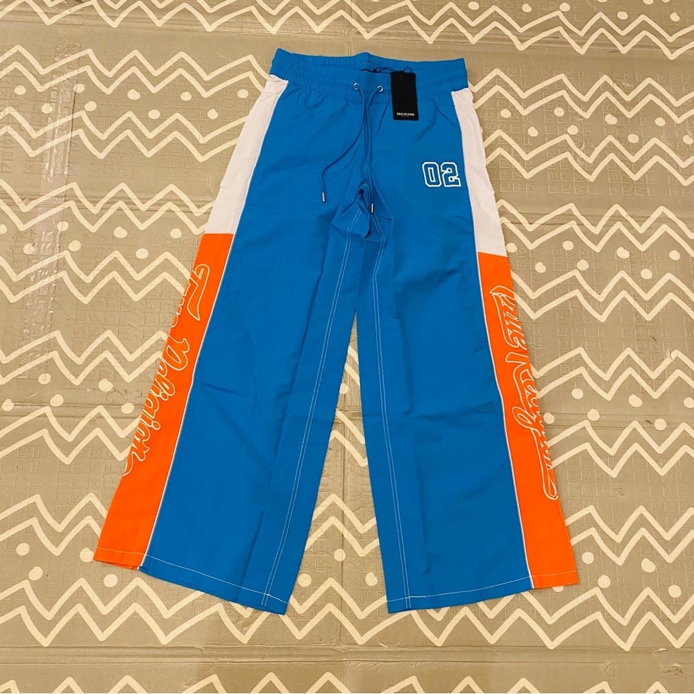 true religion wide leg loose fit graphic y2k waterproof racing pants S - Picture 3 of 7
